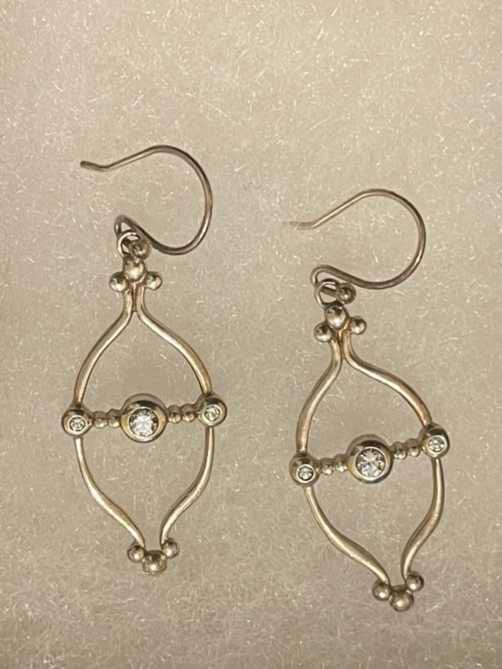 Silpada Silver Openwork Earrings with Clear Stones